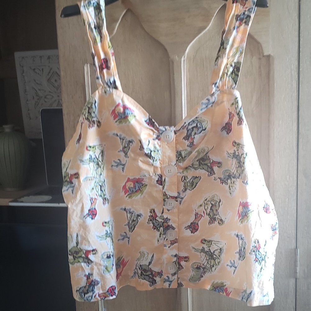 Modcloth Western Cowgirl Buttoned Sweetheart Tank Blouse